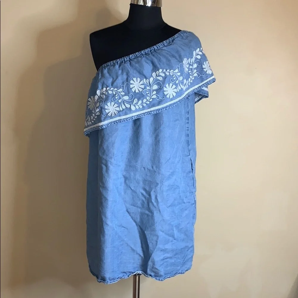 Rebecca Minkoff Embroidered One Shoulder Dress